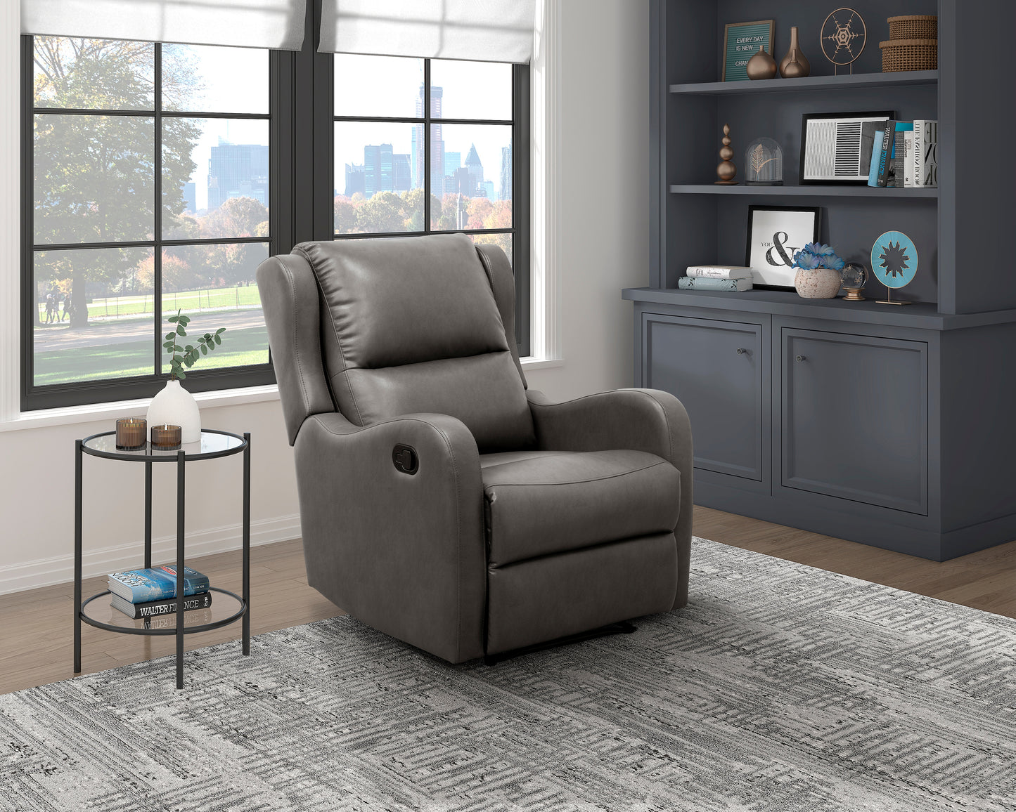 Homelegance Durant Reclining Chair in Gray Faux Leather 8527GRY-1