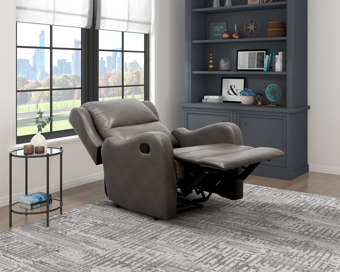 Homelegance Durant Reclining Chair in Gray Faux Leather 8527GRY-1