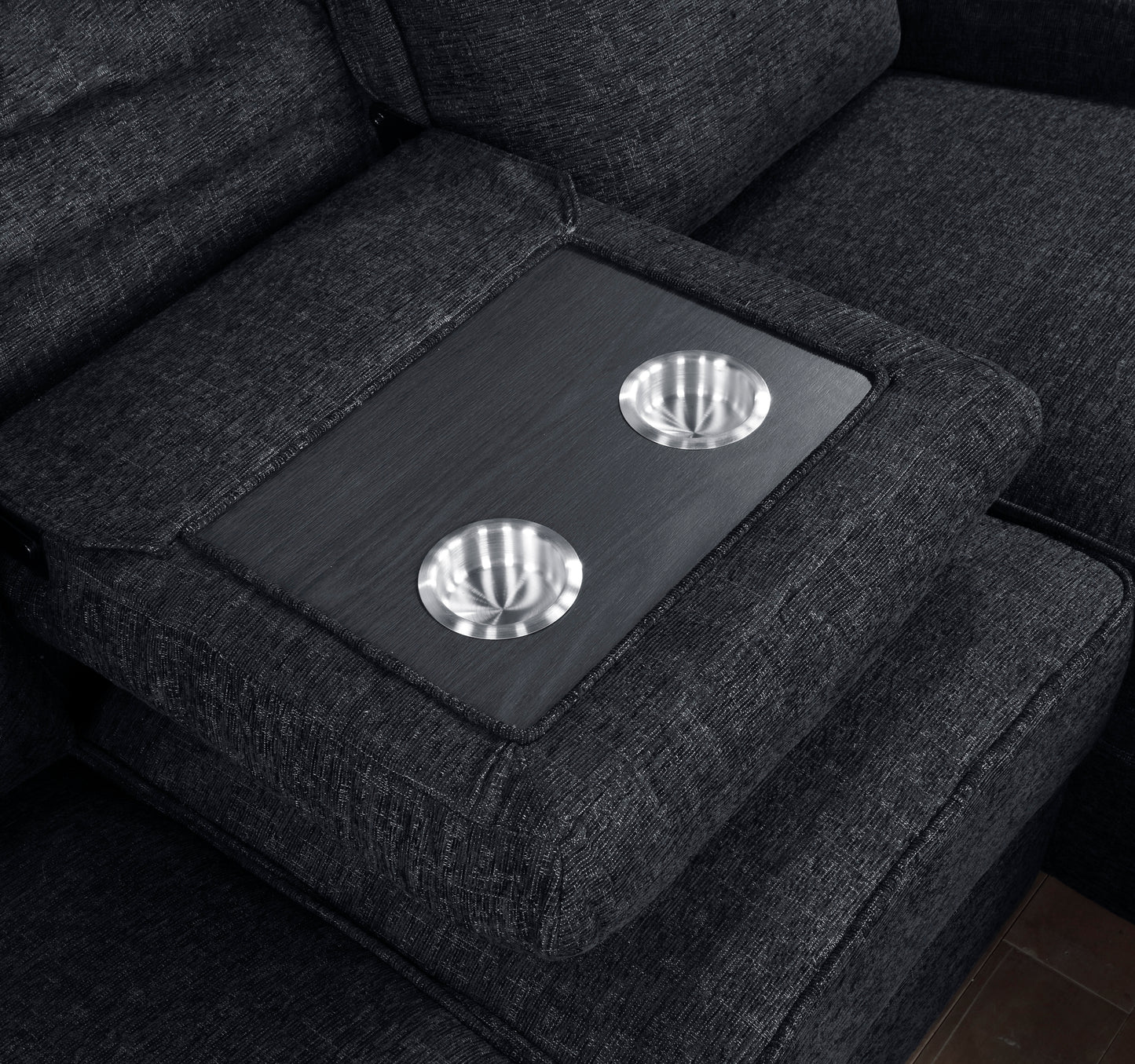 Homelegance Monterey 2-Piece Reclining Sectional Sofa in Rich Ebony Chenille 8530EB-SC