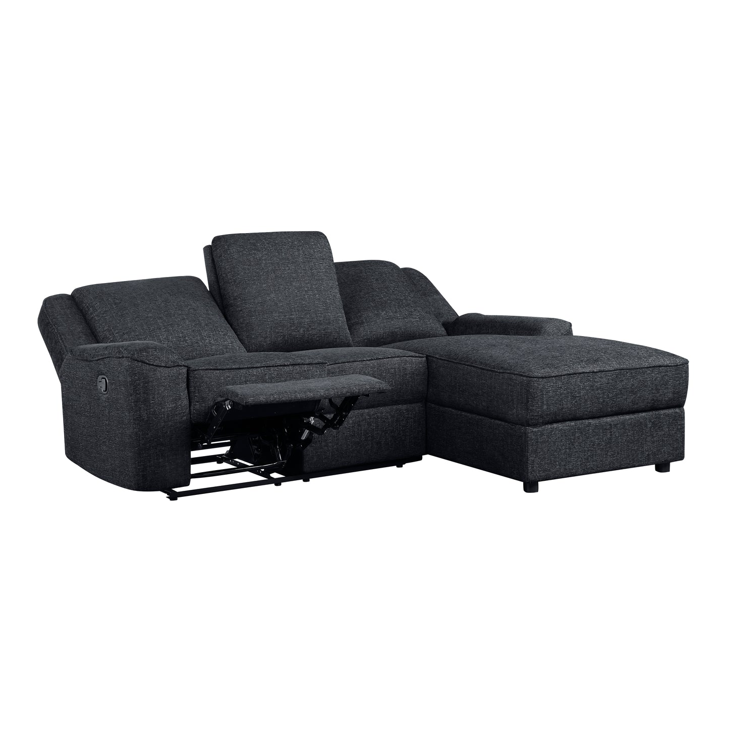 Homelegance Monterey 2-Piece Reclining Sectional Sofa in Rich Ebony Chenille 8530EB-SC