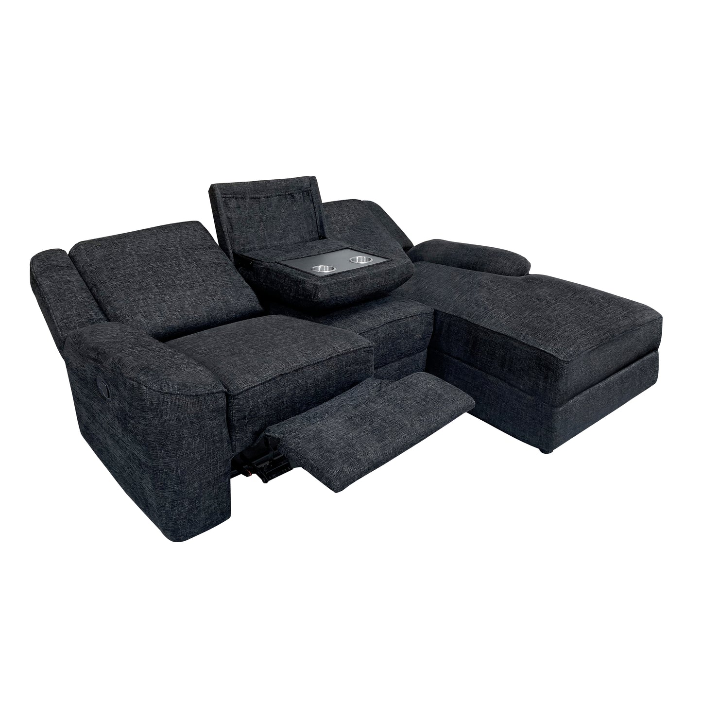 Homelegance Monterey 2-Piece Reclining Sectional Sofa in Rich Ebony Chenille 8530EB-SC