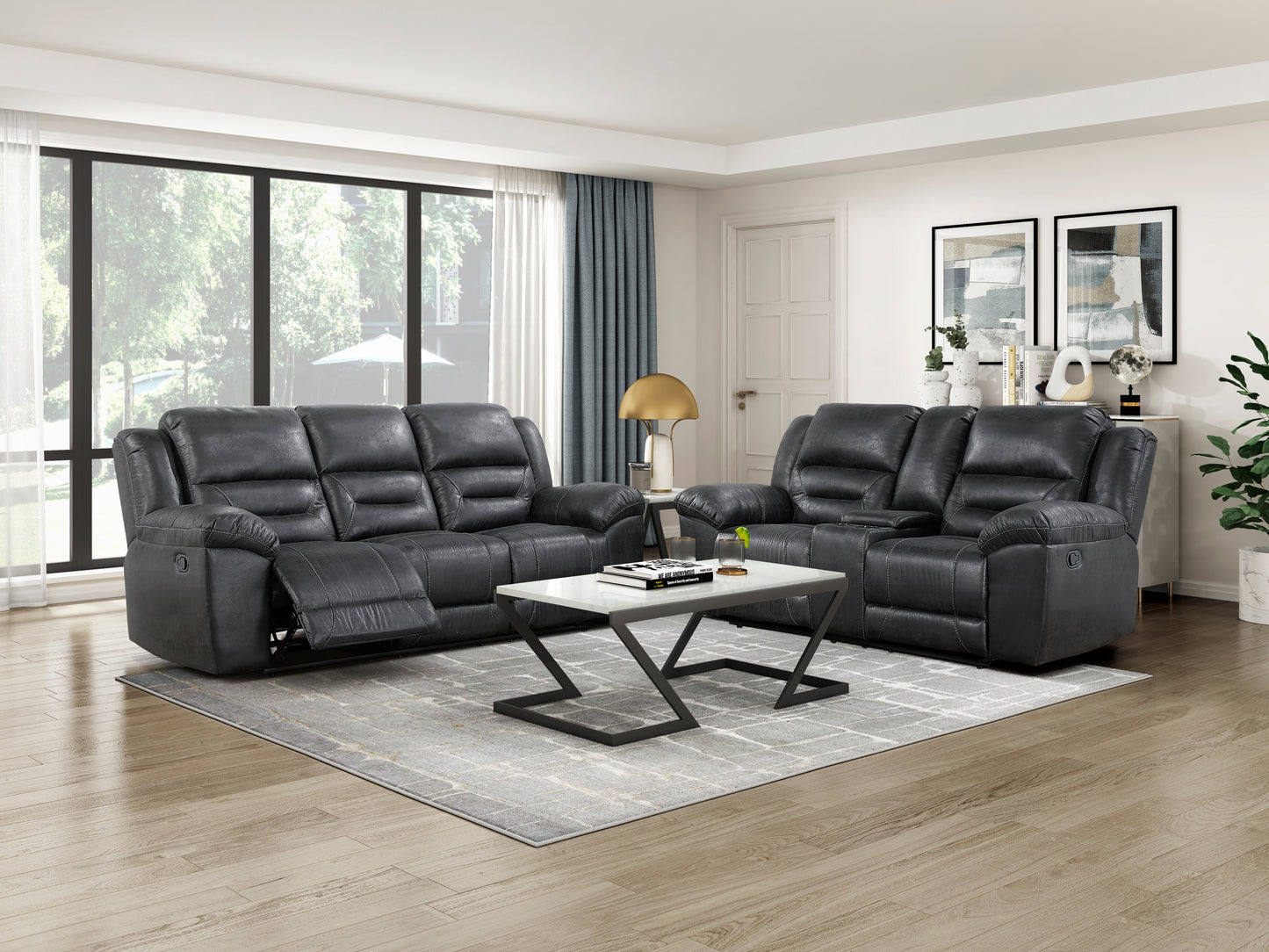 Homelegance Hazen Sectional Sofa Black 8538BK-3