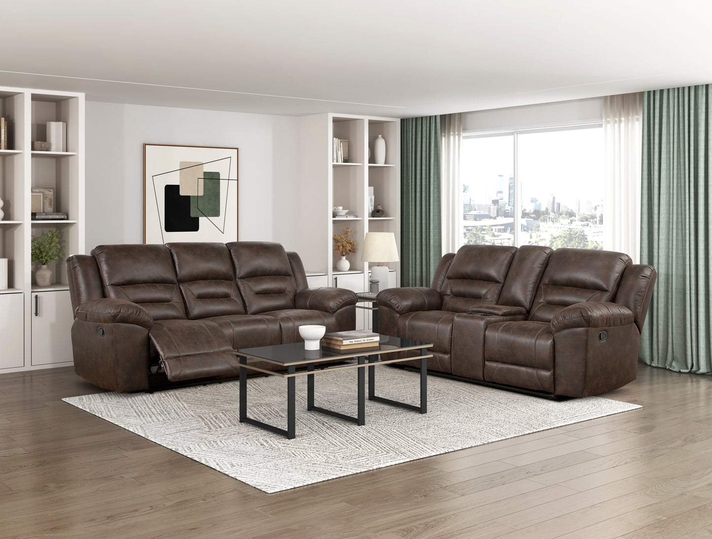 Homelegance Hazen Sectional Sofa Dark Brown Upholstery 8538DB-3