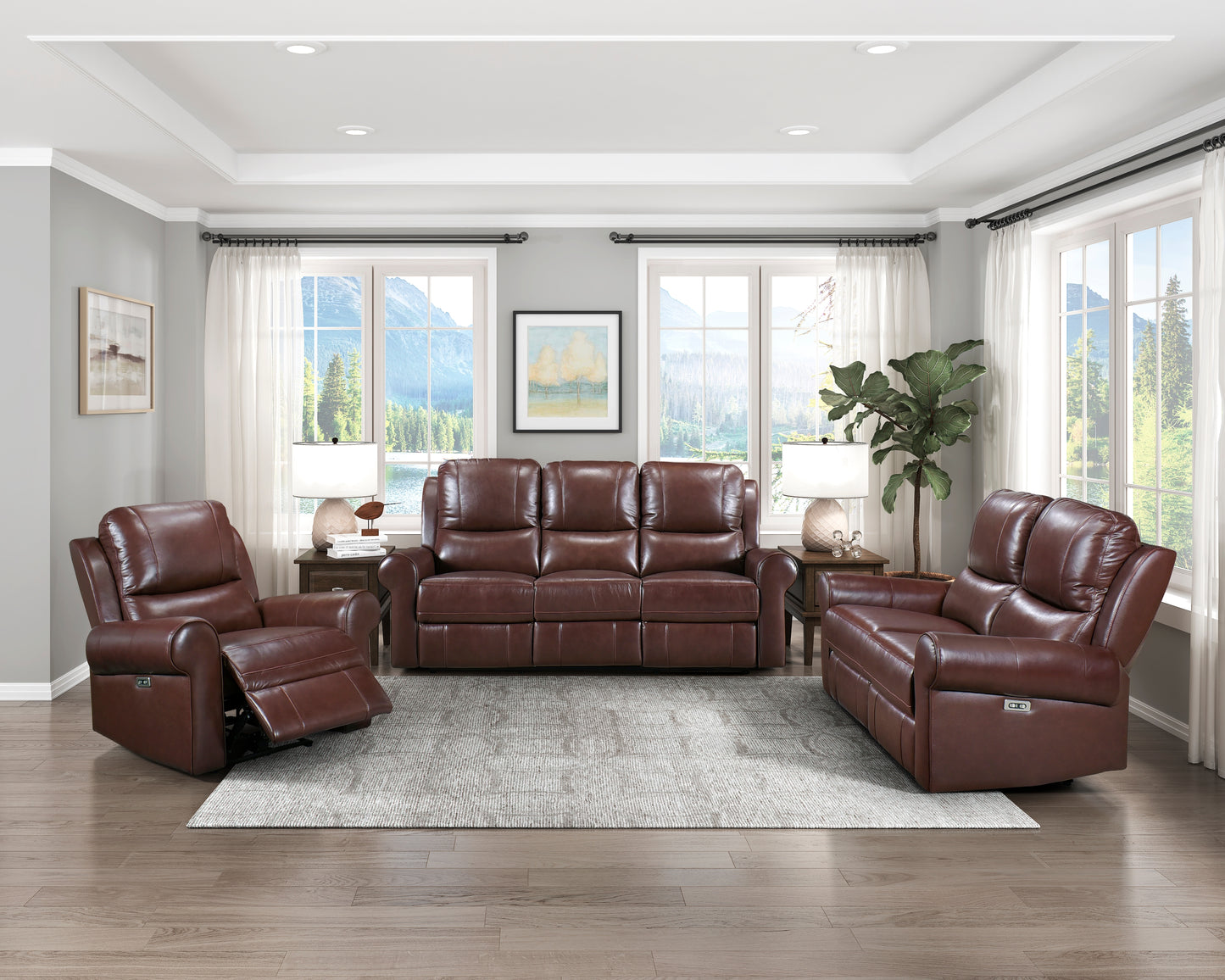 Homelegance McCall Reclining Chair Power Recliner in Brown 8546BR-1PWH