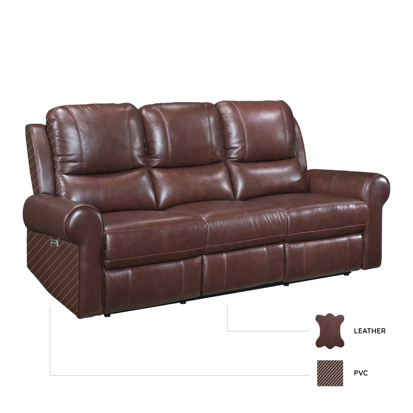 Homelegance McCall Sectional Sofa Brown Top Grain Leather 8546BR-3PWH