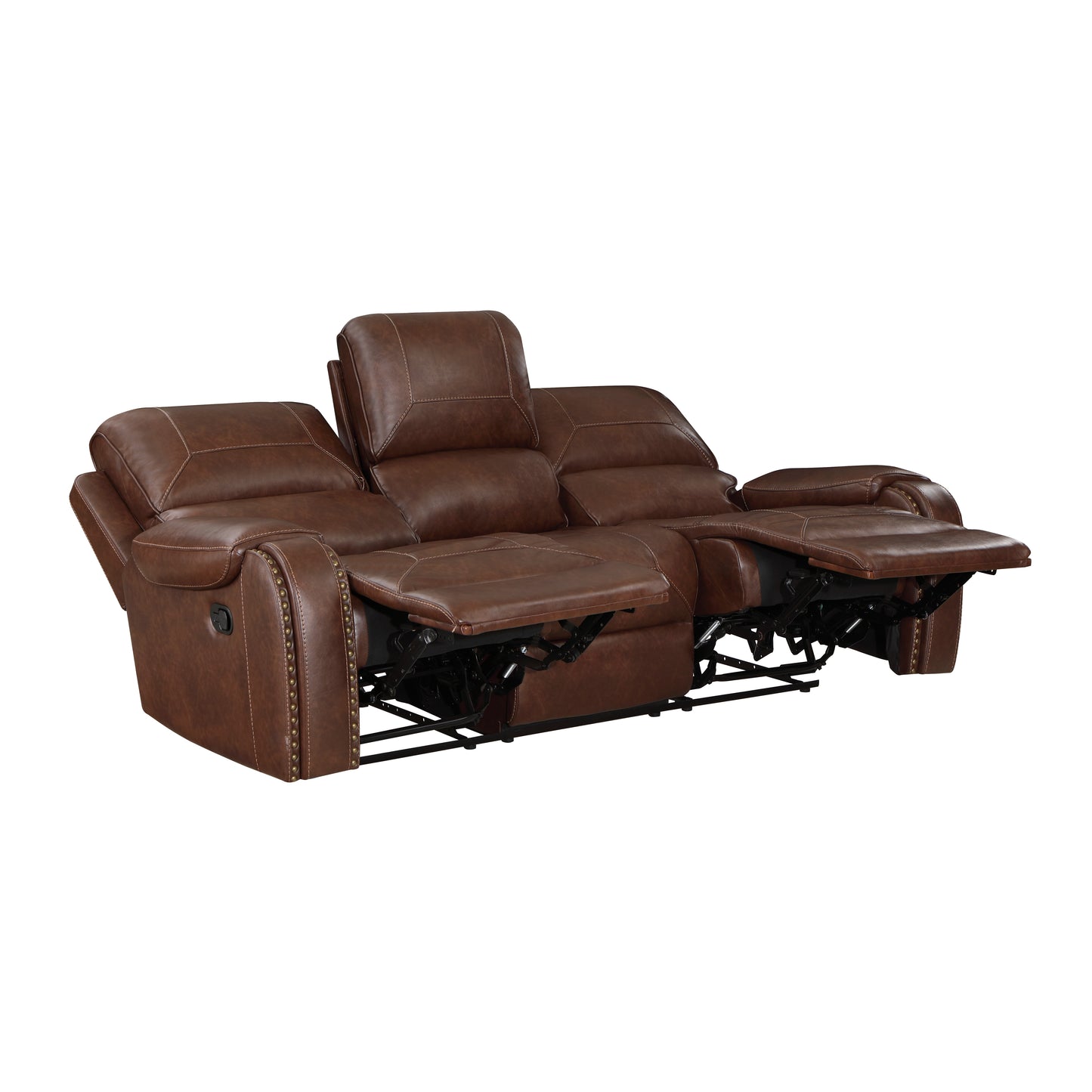 Homelegance Newnan Brown Faux Leather Dual Reclining Sectional Sofa 8549BRW-3