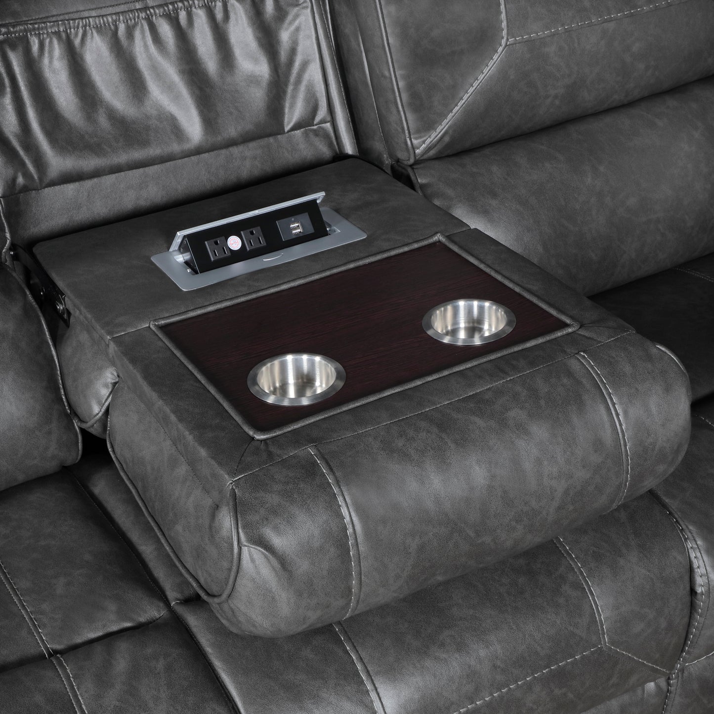 Homelegance Newnan Double Reclining Sectional Sofa Gray 8549GRY-3