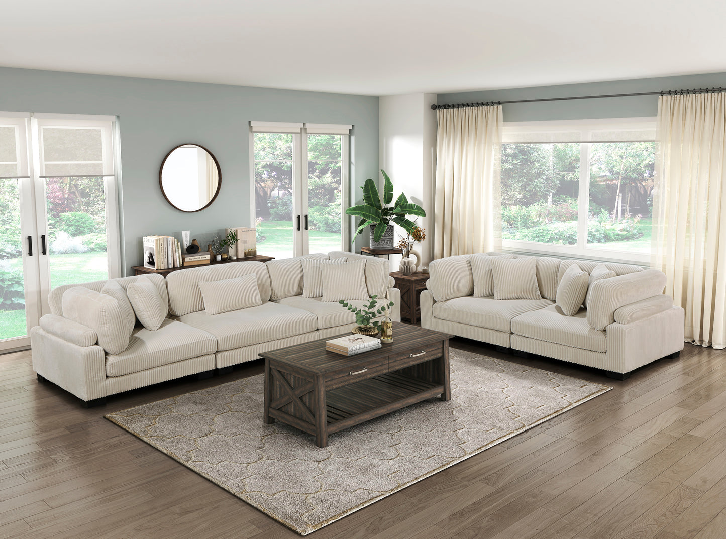 Homelegance Traverse Sectional Sofa in Luxurious Beige Corduroy 8555BE-3