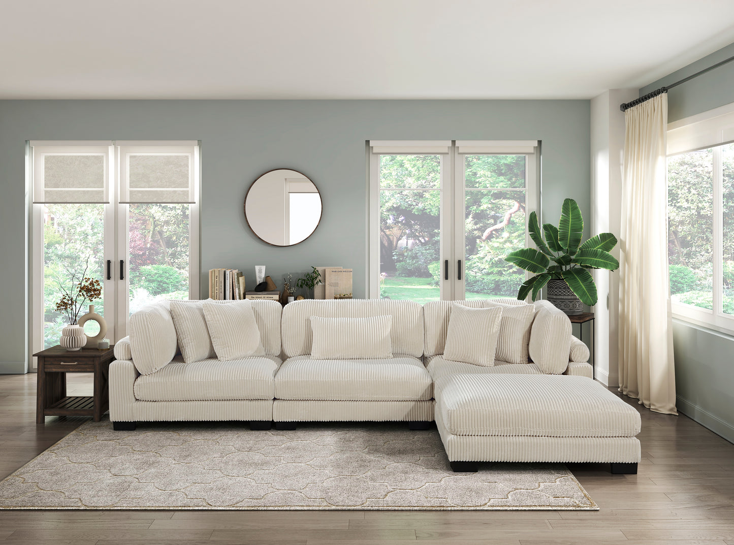 Homelegance Traverse Modular Sectional Sofa in Plush Beige Corduroy 8555BE-4OT