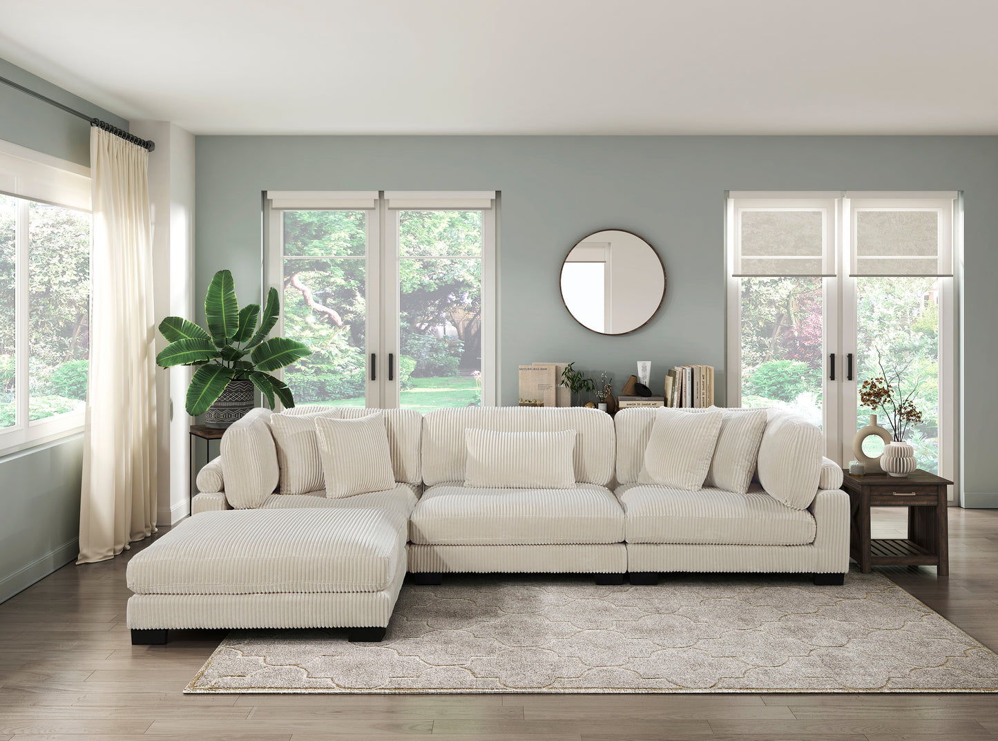 Homelegance Traverse Modular Sectional Sofa in Plush Beige Corduroy 8555BE-4OT