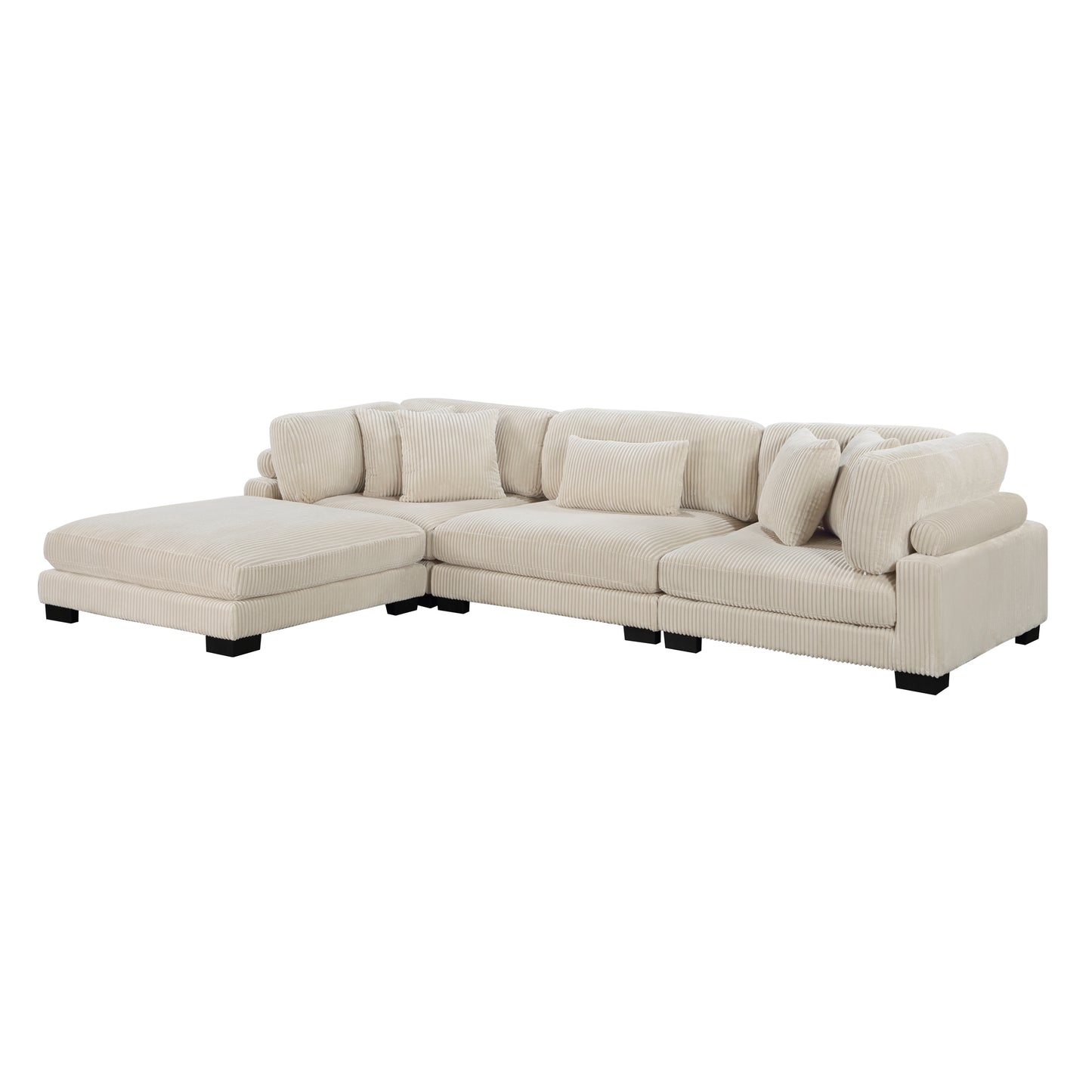 Homelegance Traverse Modular Sectional Sofa in Plush Beige Corduroy 8555BE-4OT