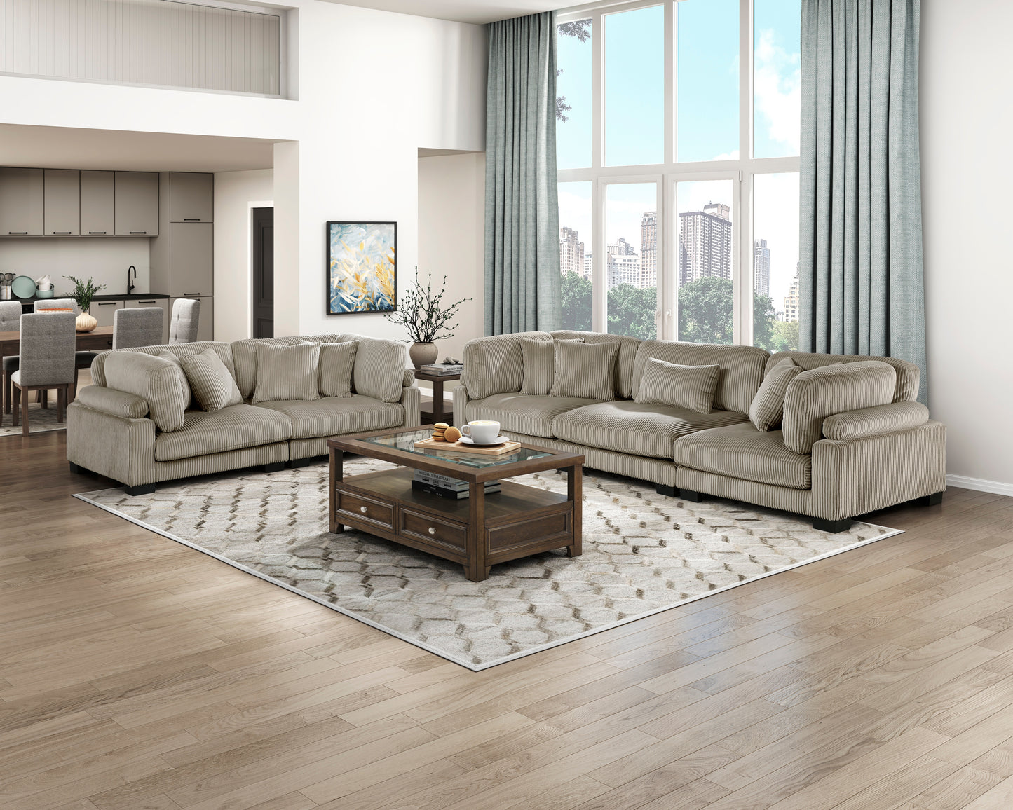Homelegance Traverse Sectional Sofa in Rich Brown Corduroy 8555GB-3