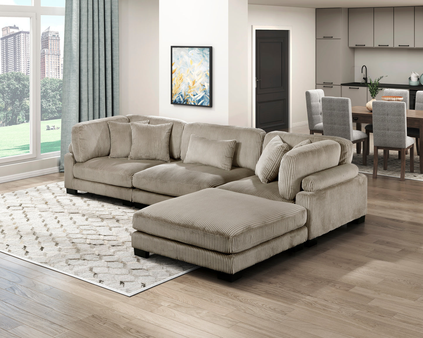 Homelegance Traverse 4-Piece Modular Sectional with Ottoman in Rich Brown 8555GB-4OT