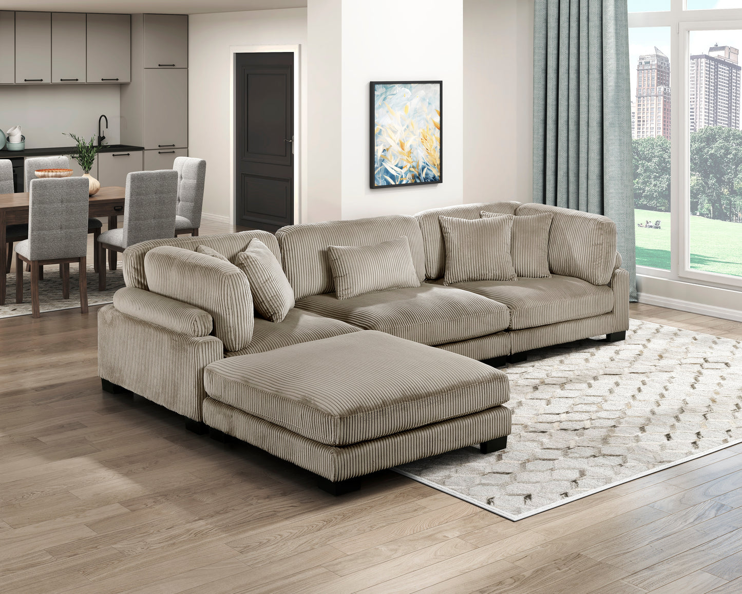 Homelegance Traverse 4-Piece Modular Sectional with Ottoman in Rich Brown 8555GB-4OT
