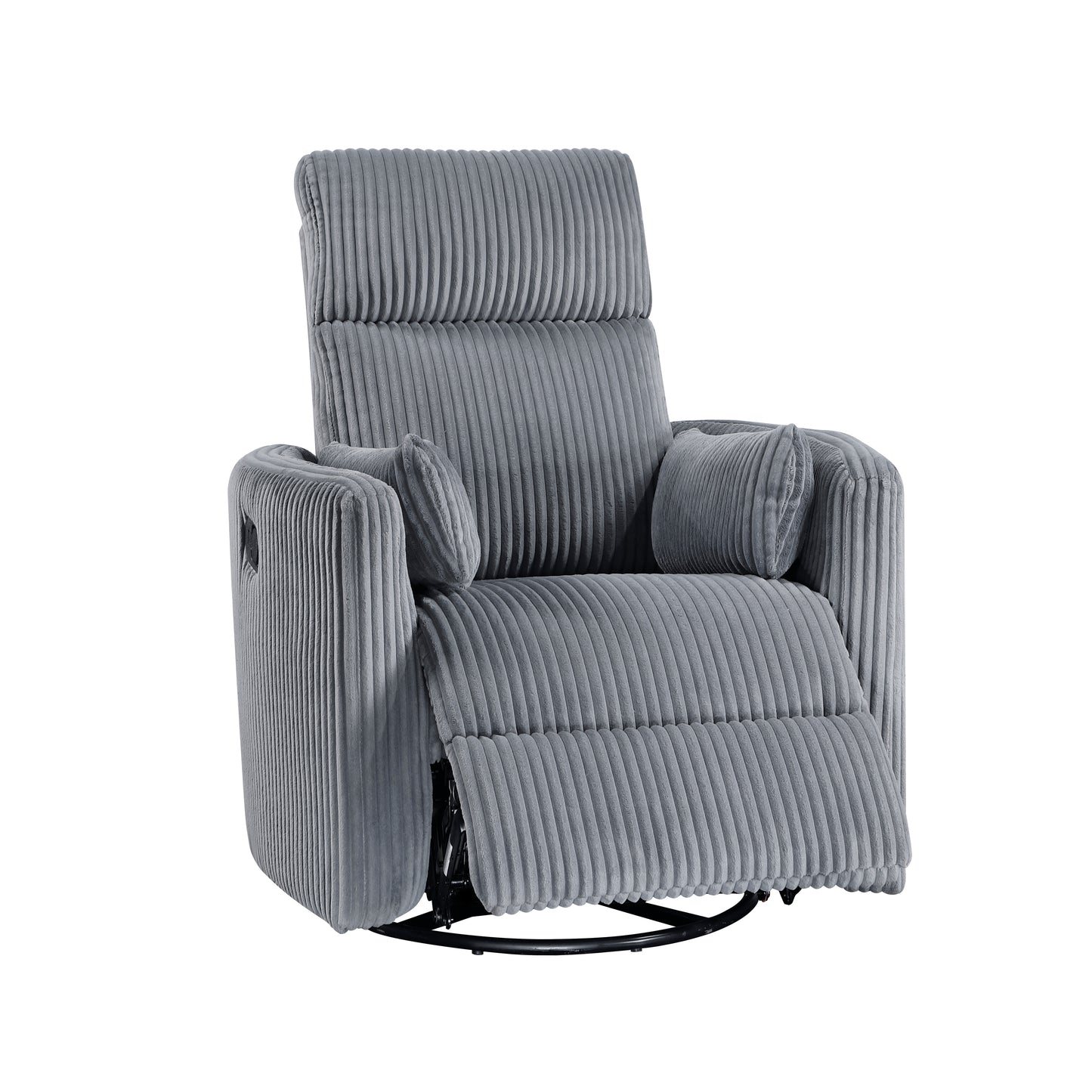 Homelegance Traverse Swivel Glider Reclining Chair in Gray Corduroy 8555GY-1SW