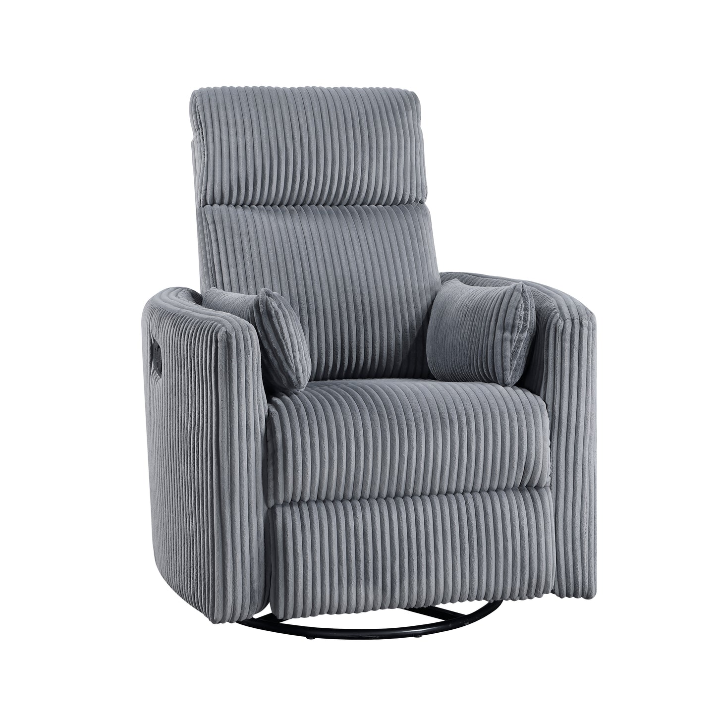 Homelegance Traverse Swivel Glider Reclining Chair in Gray Corduroy 8555GY-1SW
