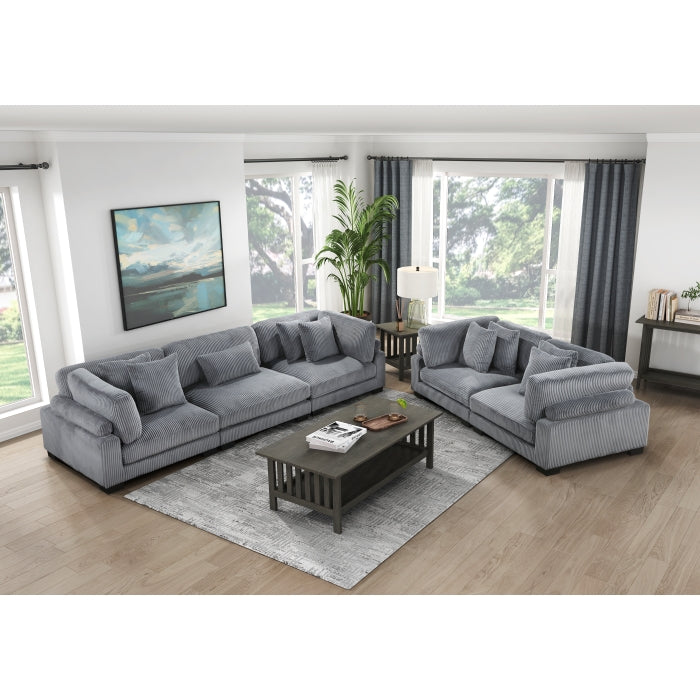 Homelegance Traverse Gray Corduroy Sectional Sofa 8555GY-3