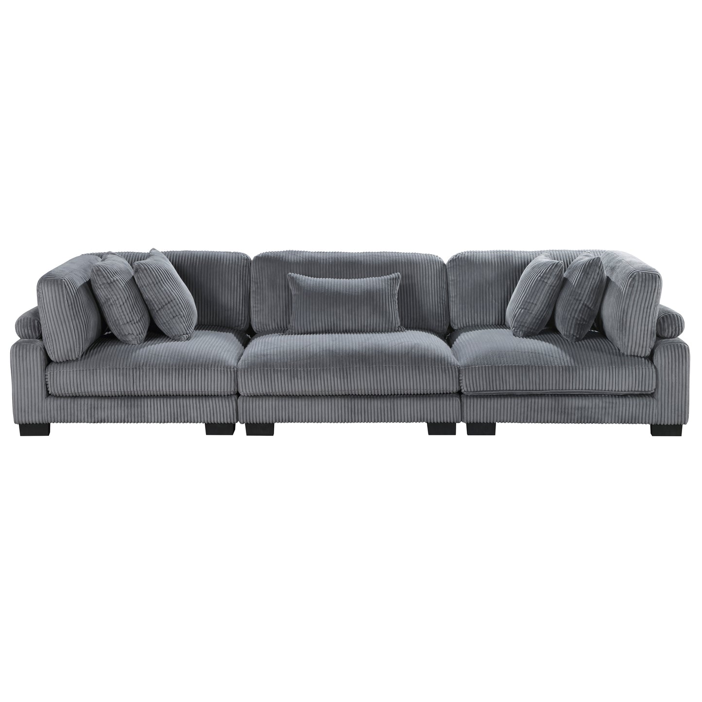 Homelegance Traverse Gray Corduroy Sectional Sofa 8555GY-3