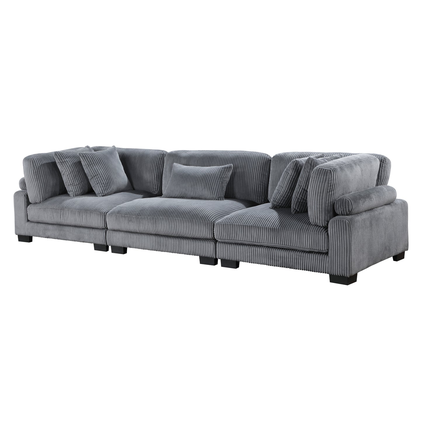 Homelegance Traverse Gray Corduroy Sectional Sofa 8555GY-3