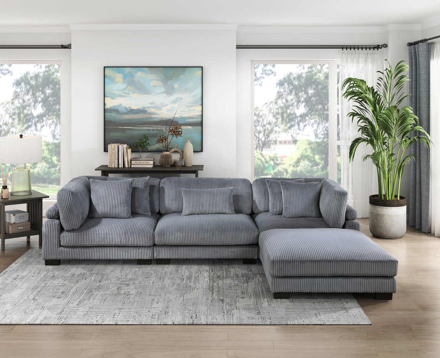 Homelegance Traverse Modular Sectional Sofa in Soft Gray Corduroy 8555GY-4OT
