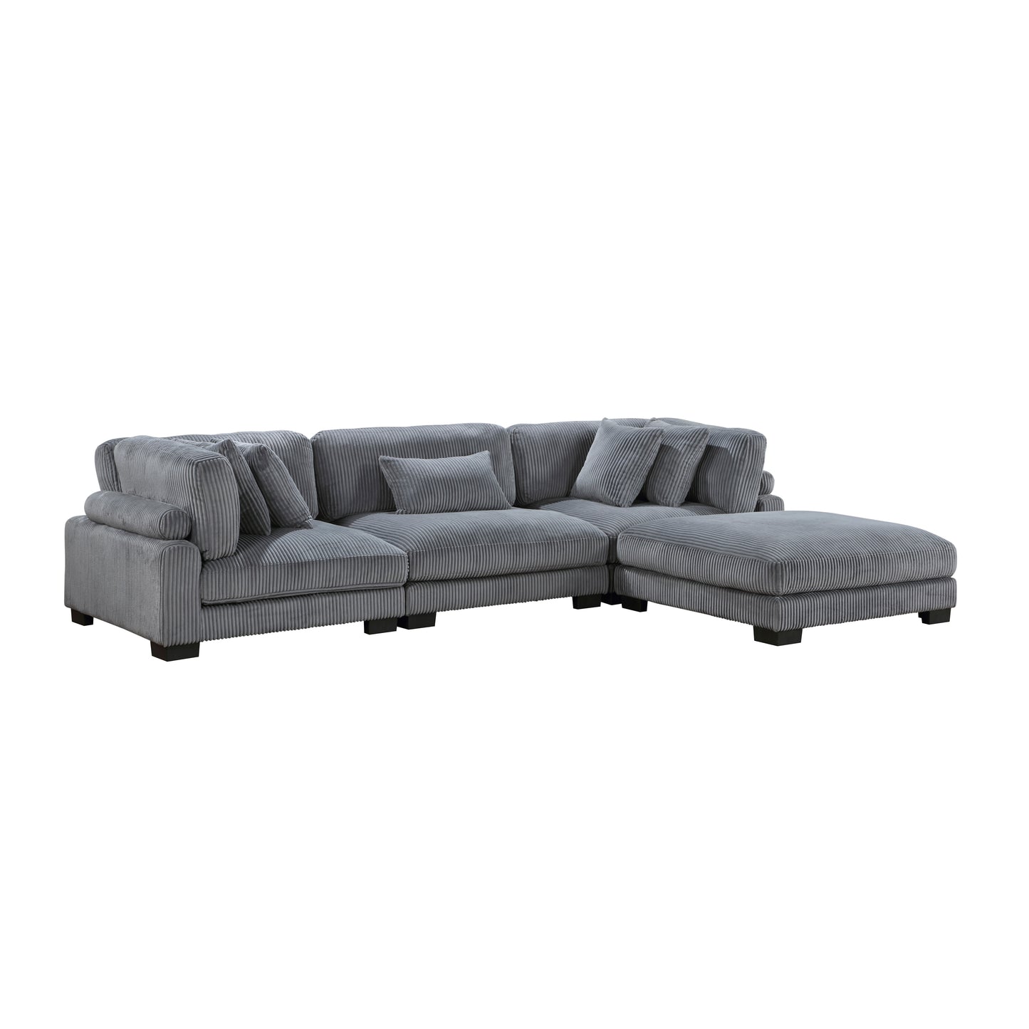 Homelegance Traverse Modular Sectional Sofa in Soft Gray Corduroy 8555GY-4OT