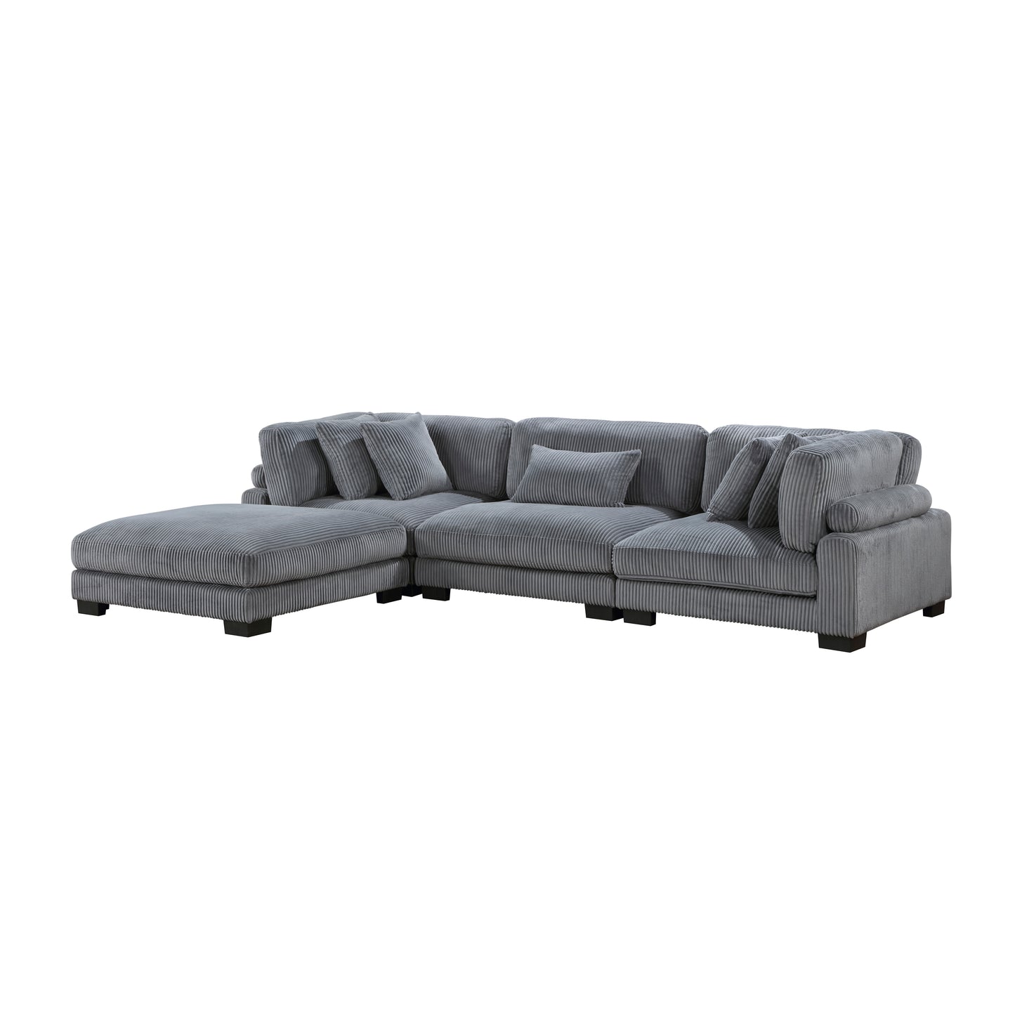 Homelegance Traverse Modular Sectional Sofa in Soft Gray Corduroy 8555GY-4OT