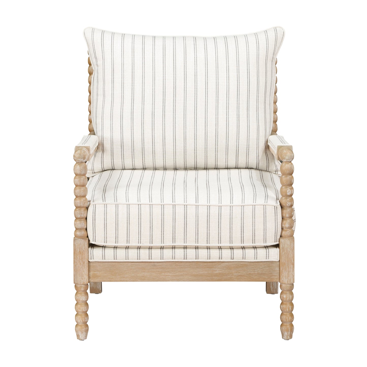 Homelegance Hampstead Accent Chair in White and Gray Stripe Fabric 8557-1SS