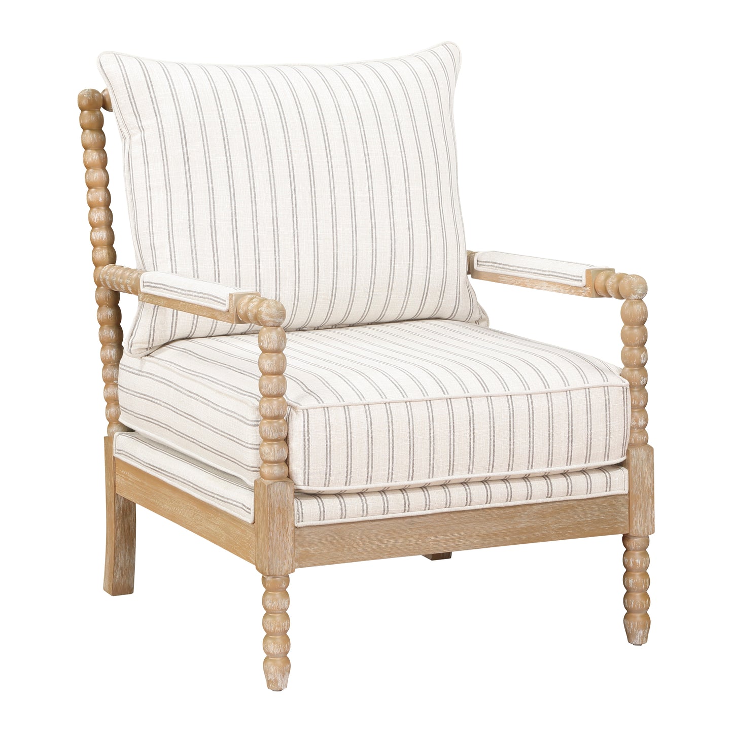 Homelegance Hampstead Accent Chair in White and Gray Stripe Fabric 8557-1SS