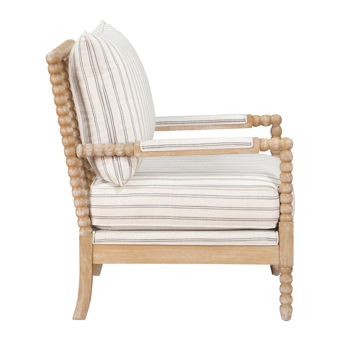 Homelegance Hampstead Accent Chair in White and Gray Stripe Fabric 8557-1SS