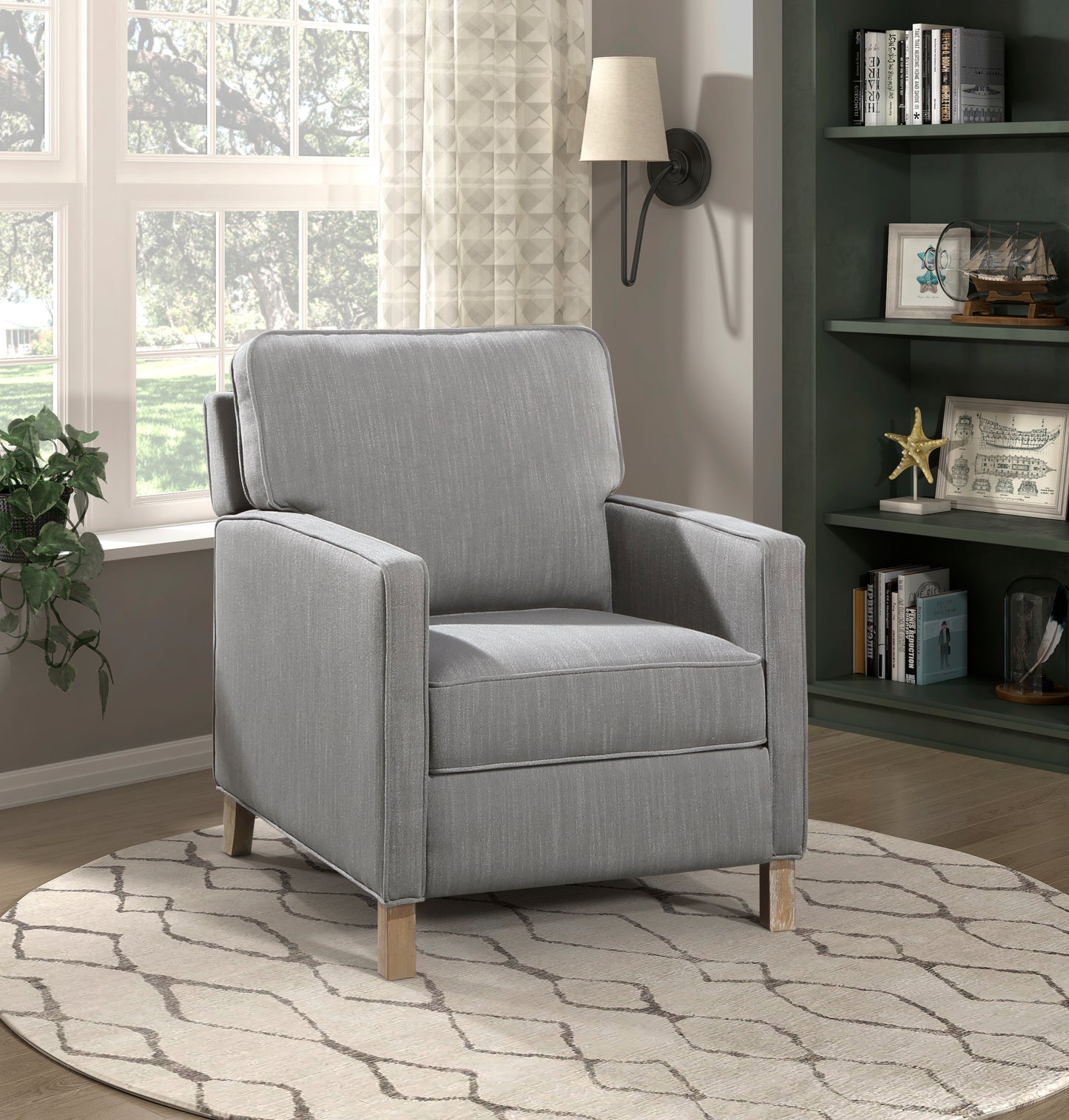 Homelegance Hampstead Reclining Chair in Gray Textured Fabric 8557GY-1PB