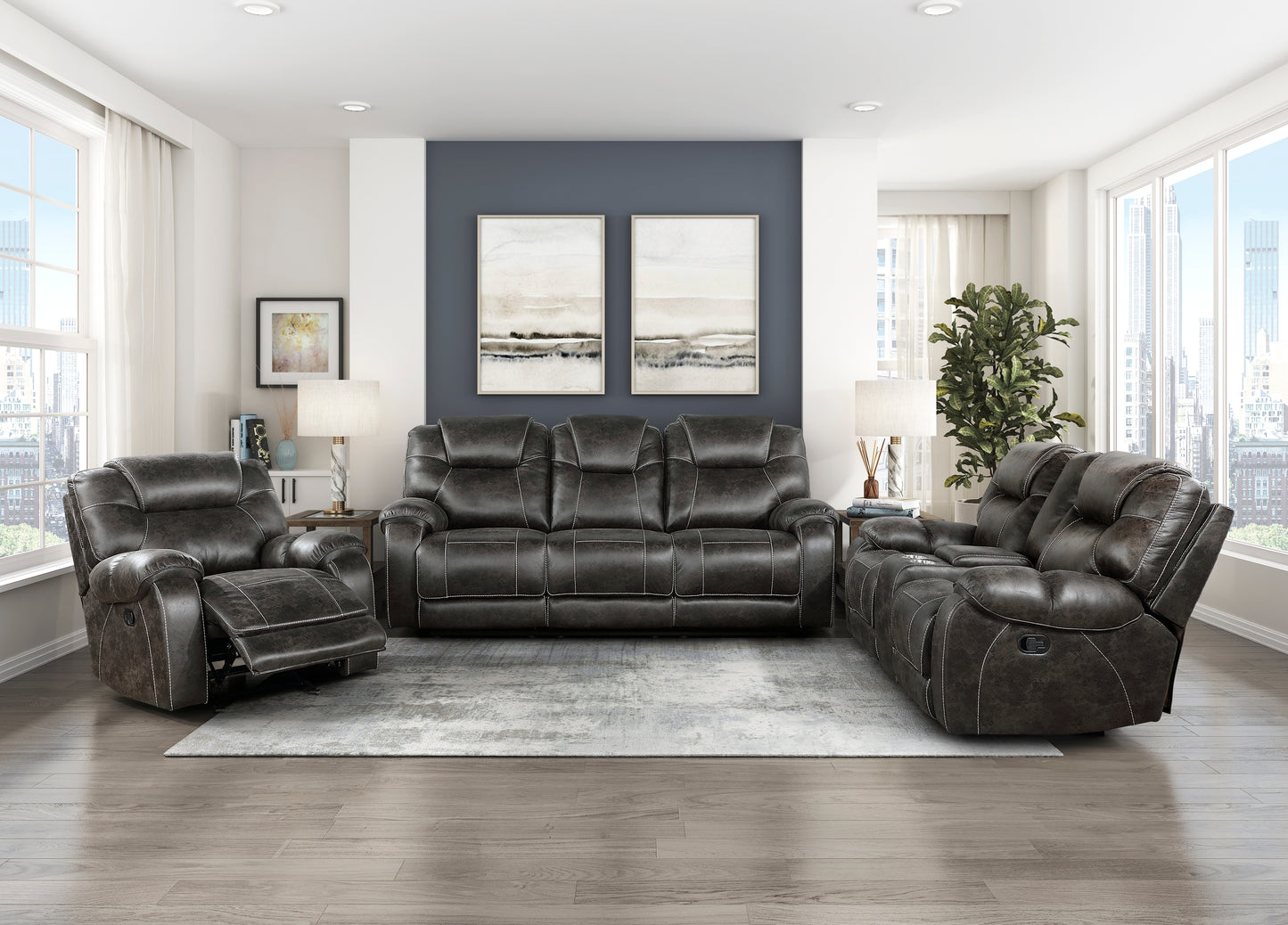Homelegance Gainesville Glider Recliner Chair in Chocolate Polished Microfiber 8560PM-1