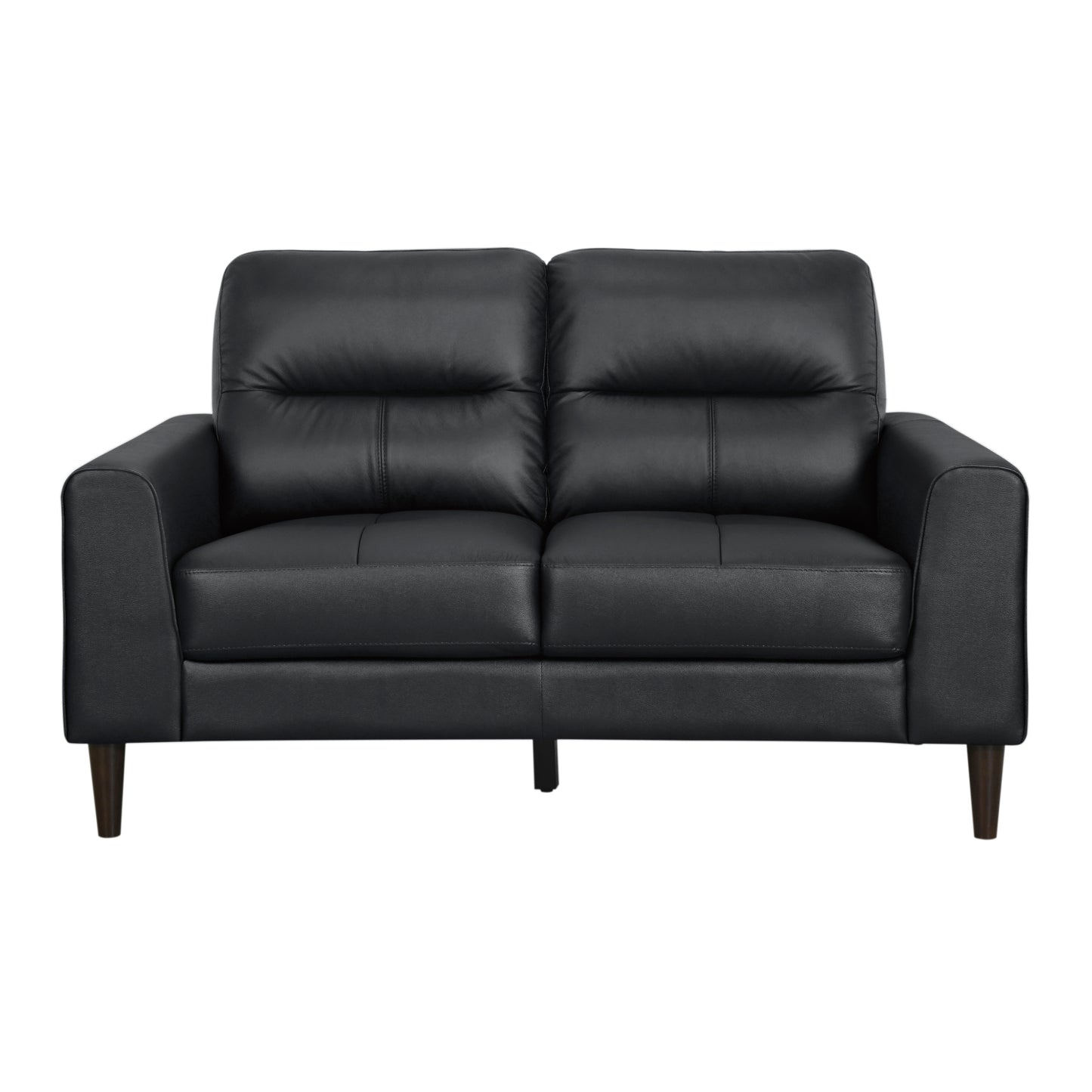 Homelegance Lewes Loveseat in Black Leather 8566BLK-2