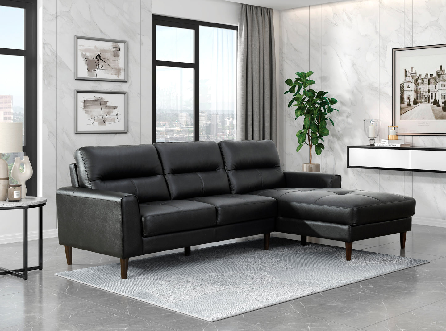 Homelegance Lewes Sectional Sofa in Black 8566BLK-SC for Stylish Comfort