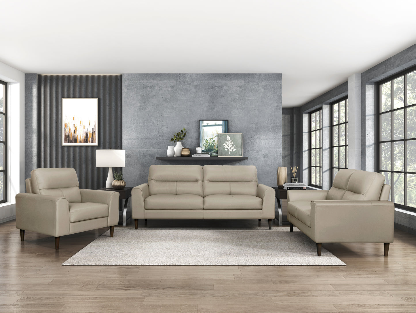Homelegance Lewes Accent Chair in Latte Leather with Solid Wood Legs 8566LTE-1