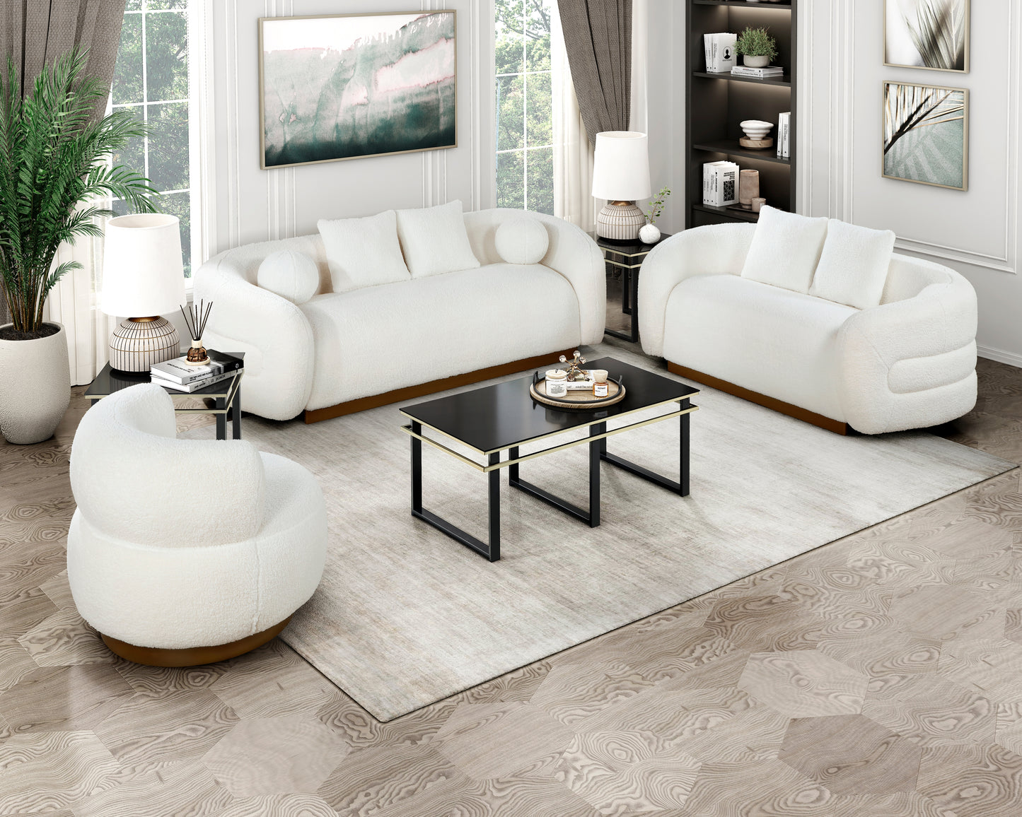 Homelegance Novella Swivel Accent Chair in White Sherpa Fabric 8568WH-1