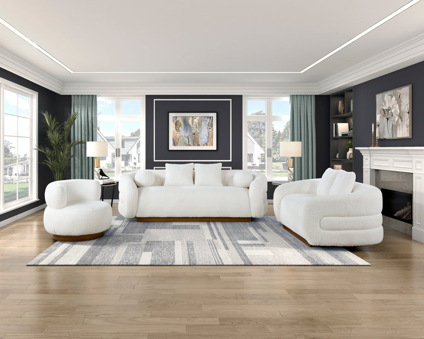 Homelegance Novella Sherpa Sectional Sofa in Gold Finish 8568WH-3