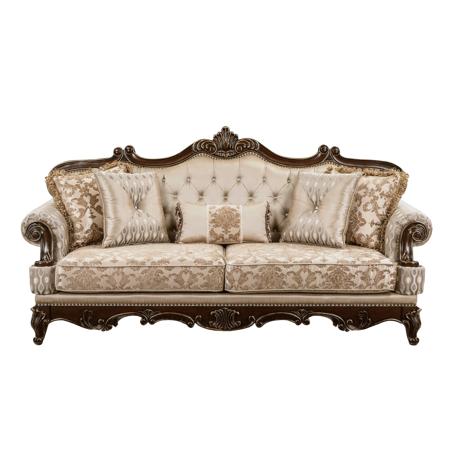 Homelegance Balthasar Sectional Sofa Cherry Finish with Gold Tipping 8570-3