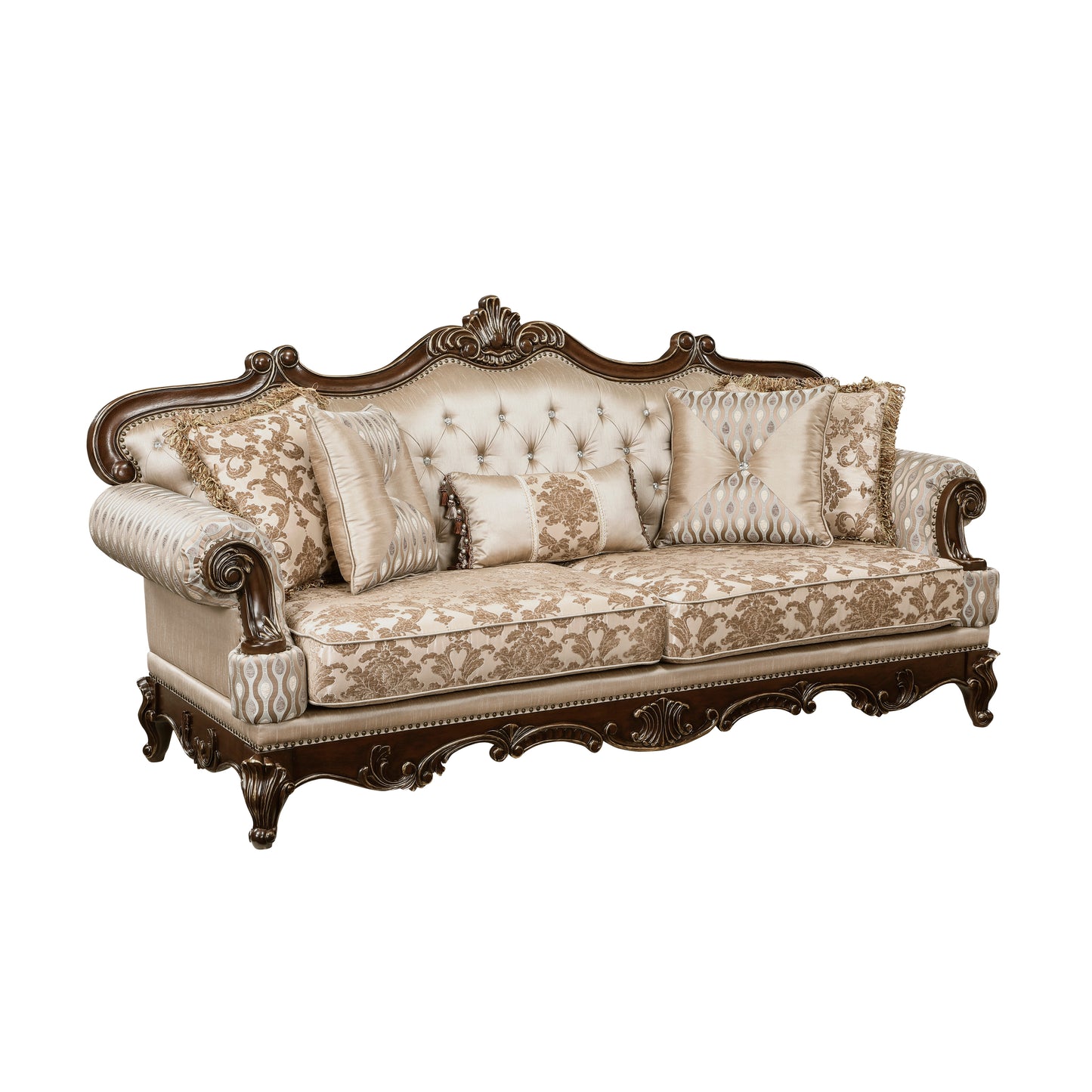 Homelegance Balthasar Sectional Sofa Cherry Finish with Gold Tipping 8570-3