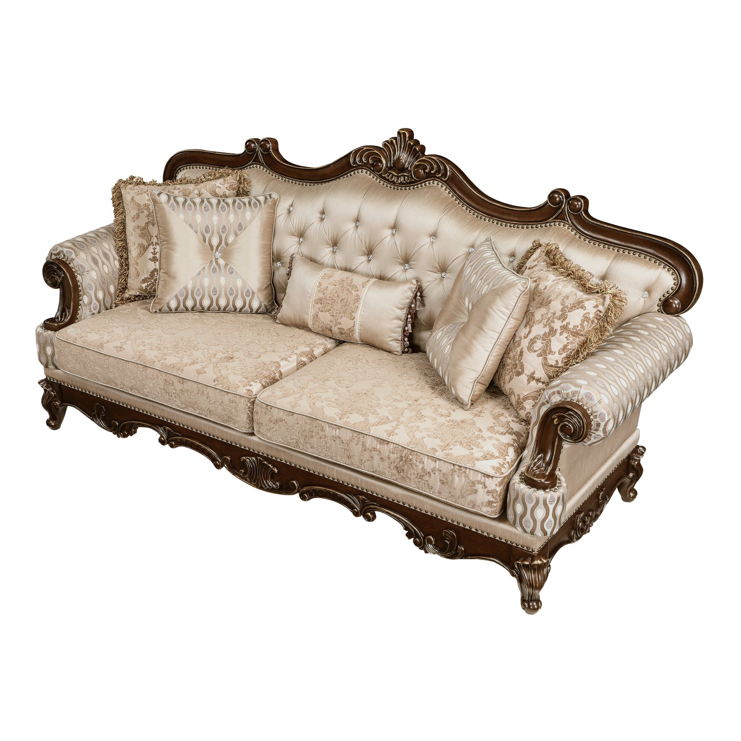 Homelegance Balthasar Sectional Sofa Cherry Finish with Gold Tipping 8570-3