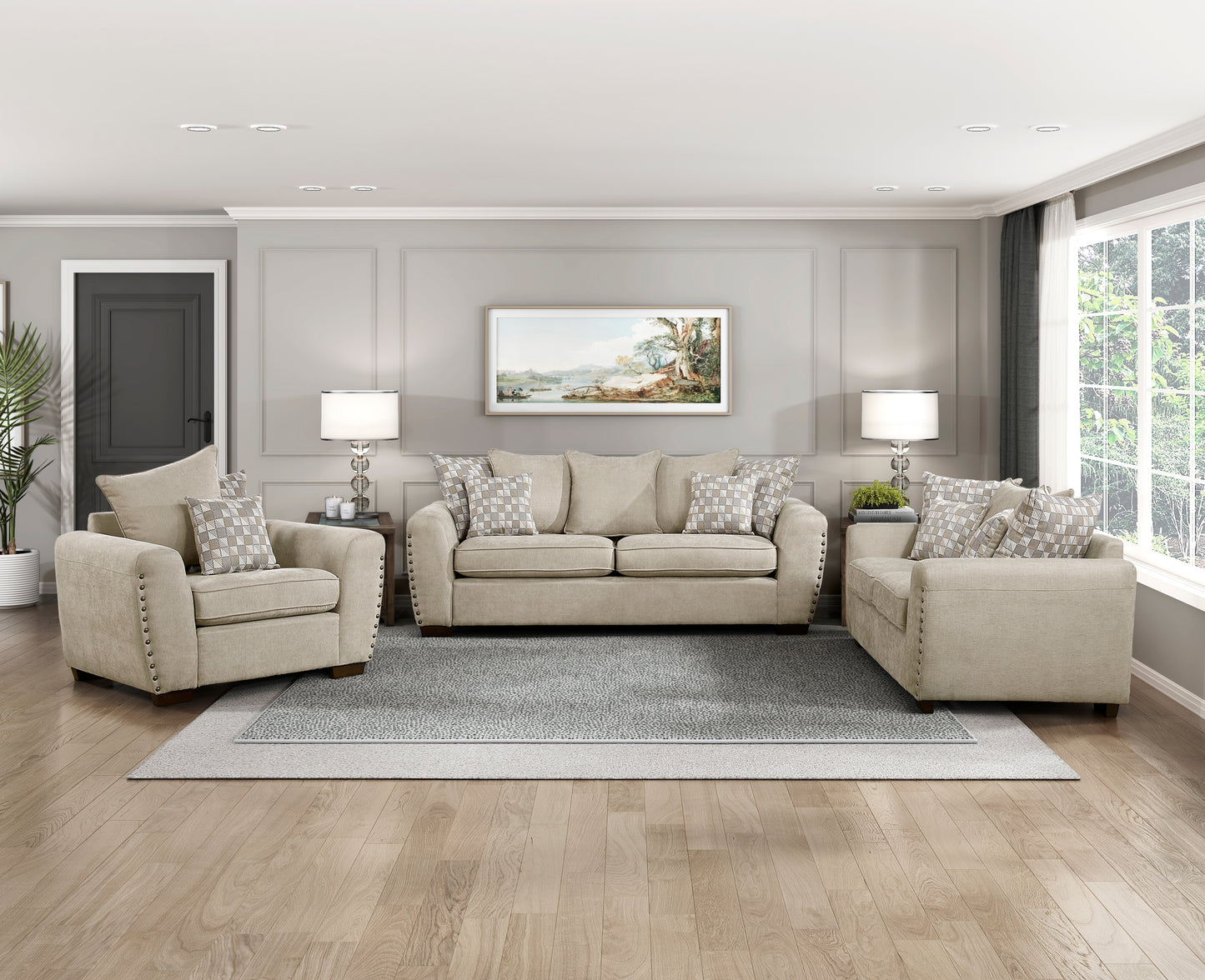Homelegance Silverthorne Sectional Sofa in Sesame-Hued Chenille 8579SS-3