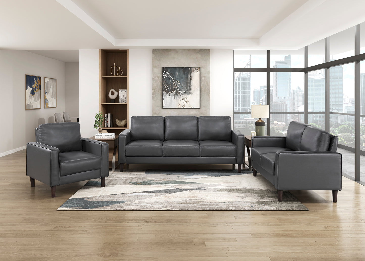 Homelegance Malcolm Accent Chair in Dark Gray Faux Leather 9203DGY-1