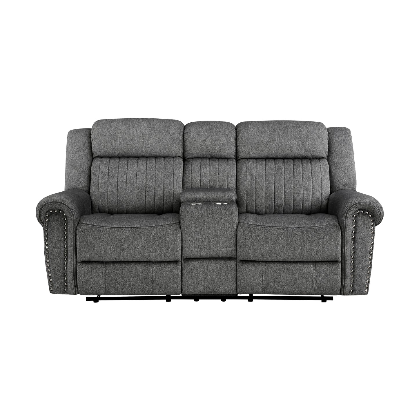 Homelegance Brennen Loveseat Reclining with Center Console in Charcoal 9204CC-2