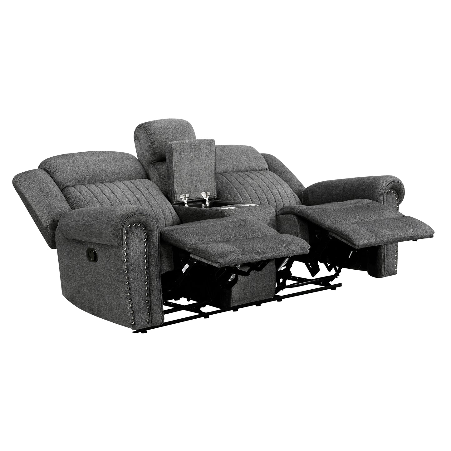 Homelegance Brennen Loveseat Reclining with Center Console in Charcoal 9204CC-2