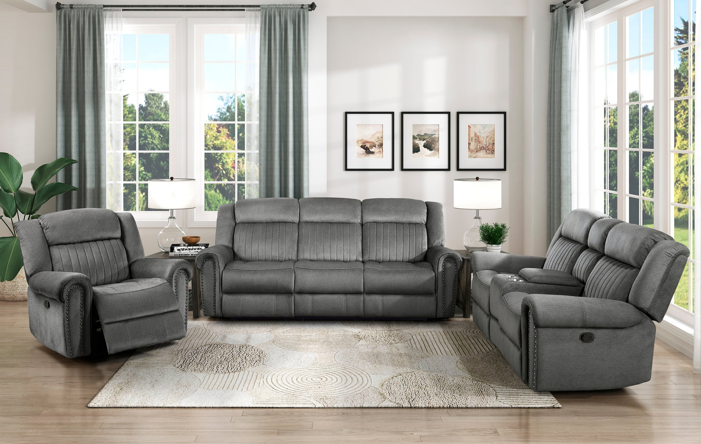 Homelegance Brennen Reclining Chair in Charcoal Textured Microfiber 9204CC-1