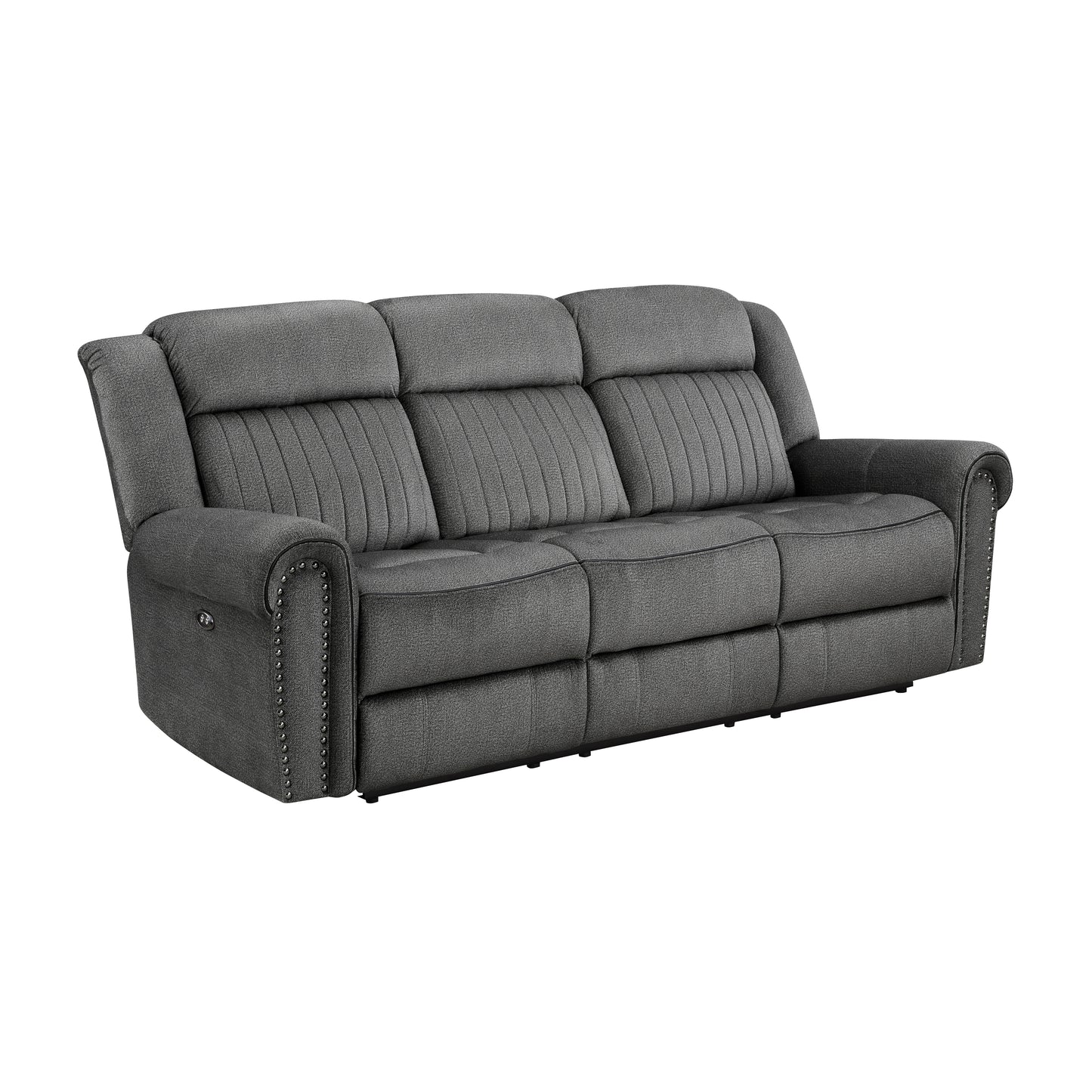 Homelegance Brennen Charcoal Power Double Reclining Sectional Sofa 9204CC-3PW