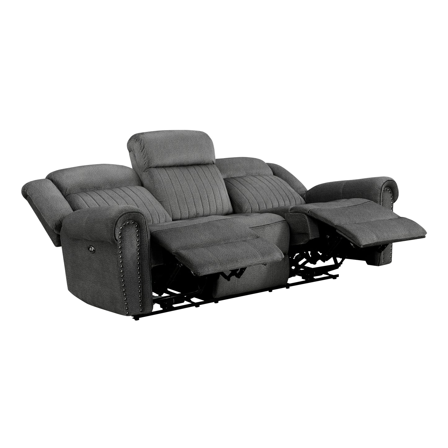 Homelegance Brennen Charcoal Power Double Reclining Sectional Sofa 9204CC-3PW