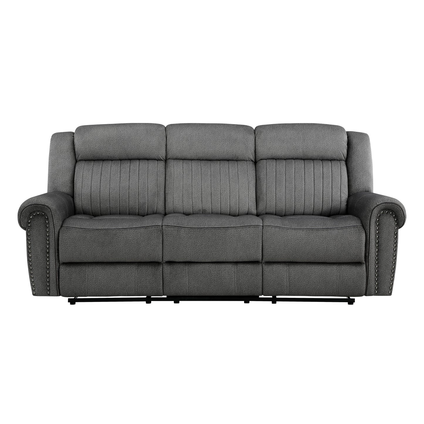Homelegance Brennen Sectional Sofa Charcoal Microfiber Double Recliner 9204CC-3