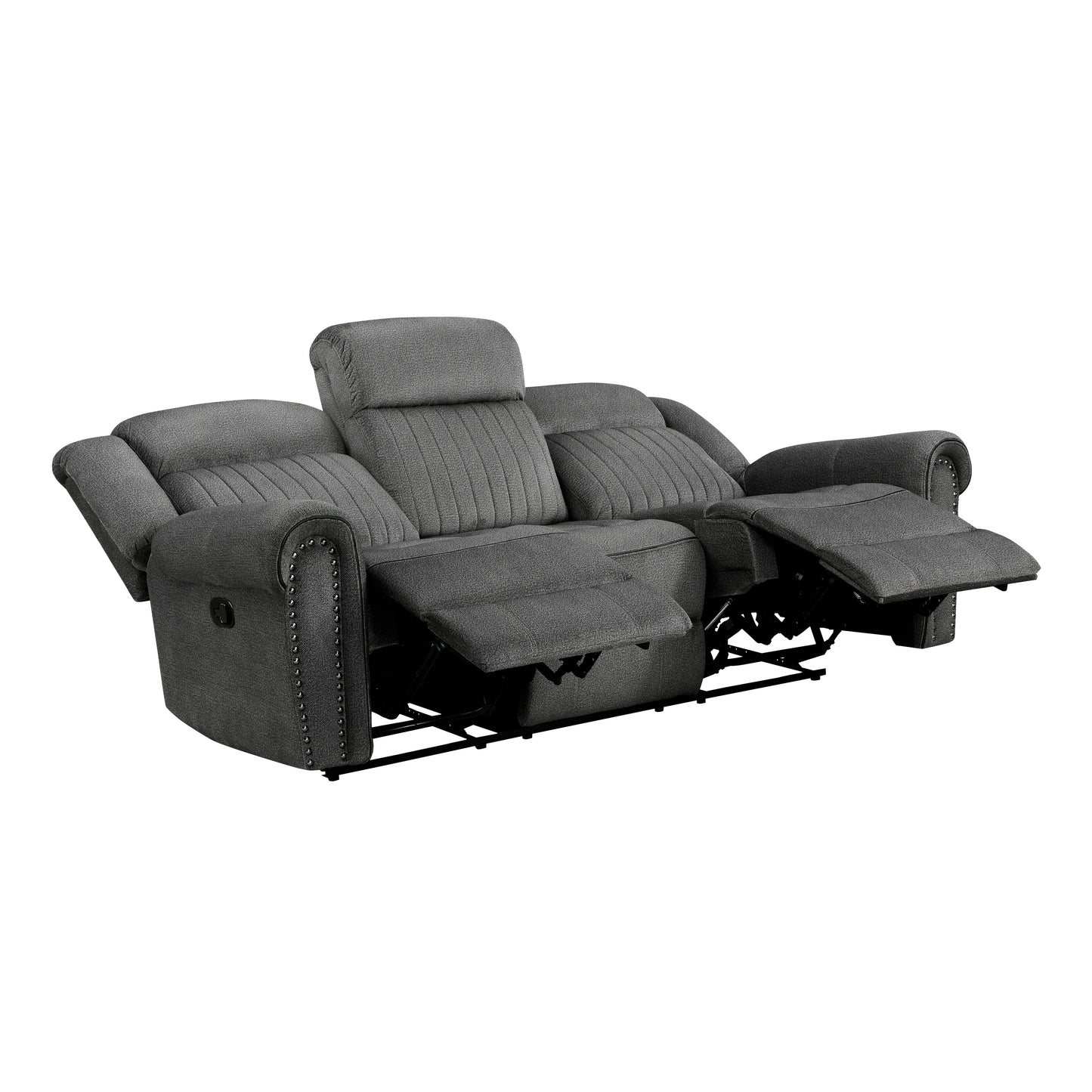 Homelegance Brennen Sectional Sofa Charcoal Microfiber Double Recliner 9204CC-3