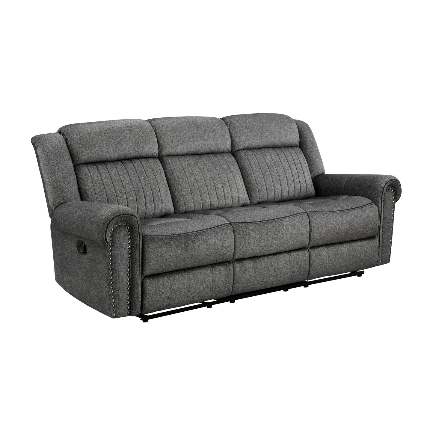 Homelegance Brennen Sectional Sofa Charcoal Microfiber Double Recliner 9204CC-3