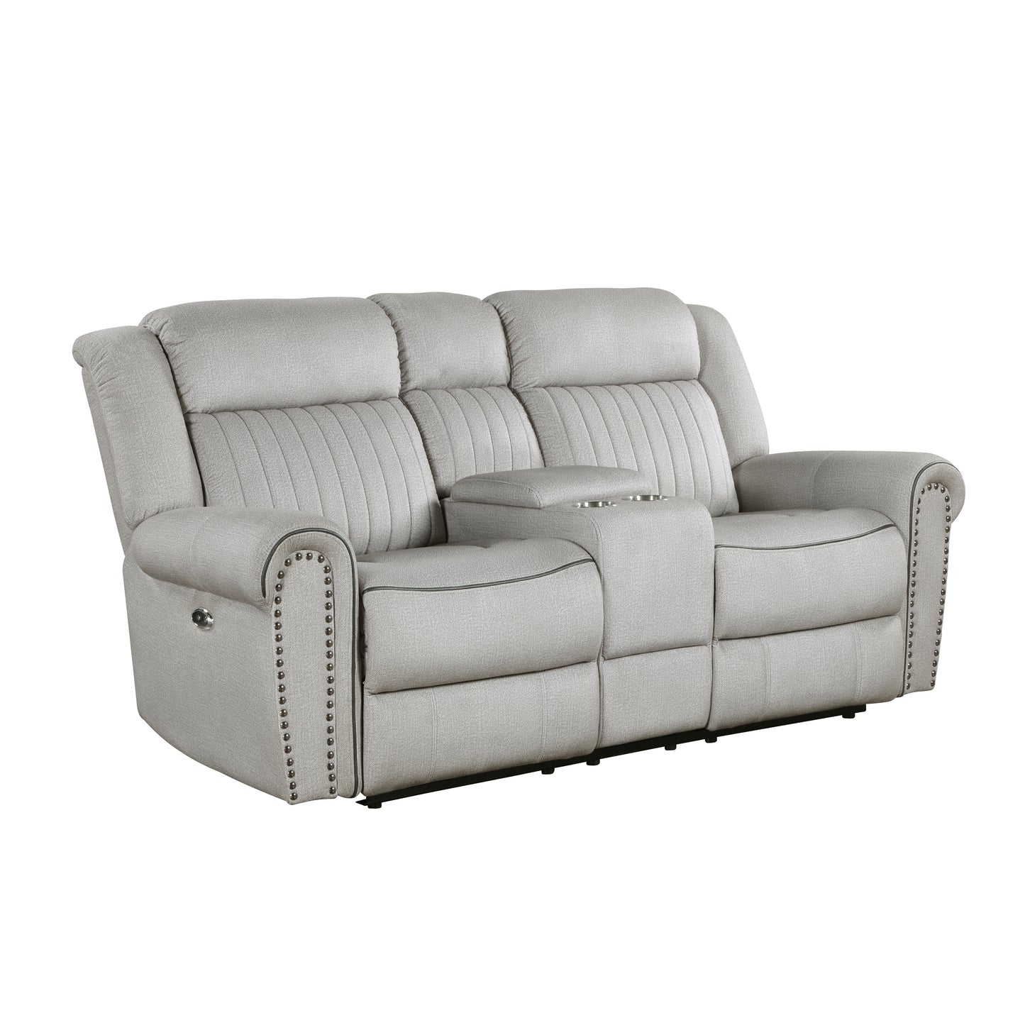 Homelegance Brennen Loveseat Power Reclining Mist with Center Console 9204MT-2PW